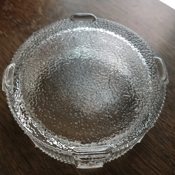 Vintage Pressed Glass Powder Jar With Brass Enamelled Lid - Picture 2 of 5